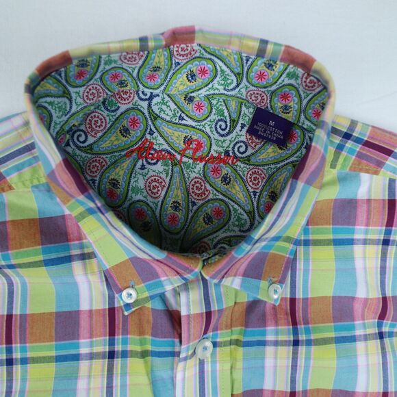 Alan Flusser Men's Check Paisley Flip Cuff Long Sleeve Button Shirt size‎ Medium - Picture 2 of 10